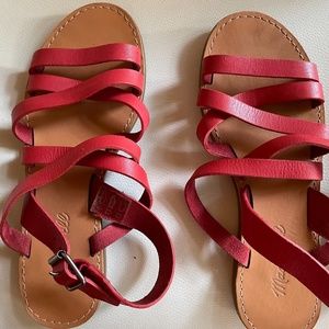 Madewell red leather strappy sandals